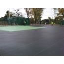 new tennis court being installed